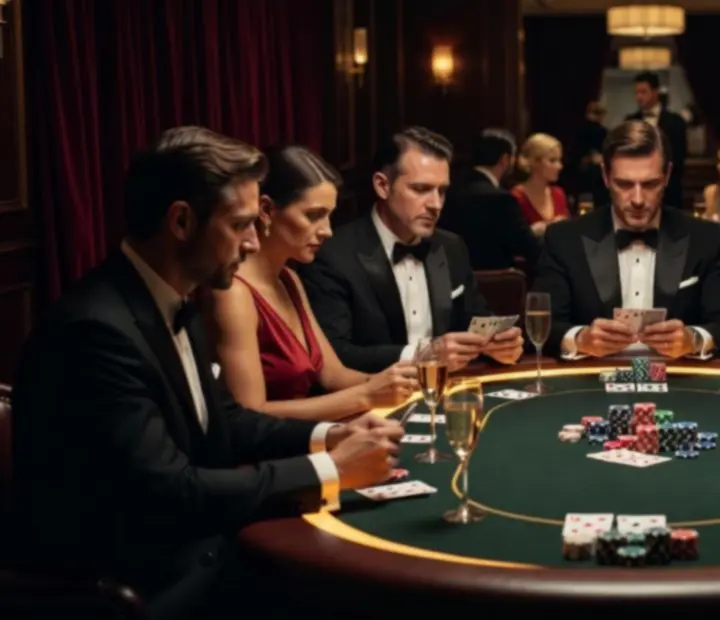 Scena z wieczoru pokerowego z graczami przy stole