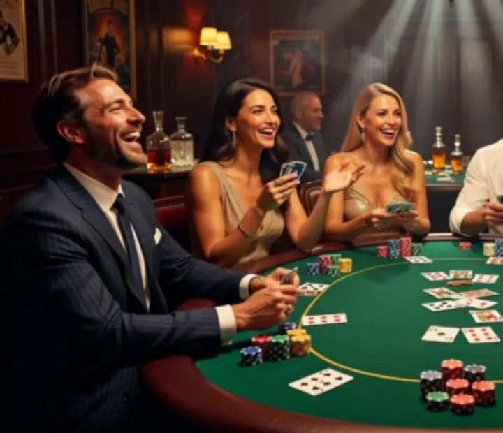 Stół pokerowy w dramatycznym oświetleniu z żetonami i kartami