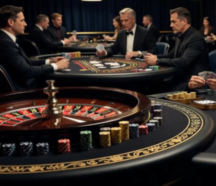 Profesjonalne stoły do blackjacka, ruletki i pokera przygotowane na wieczór kasynowy